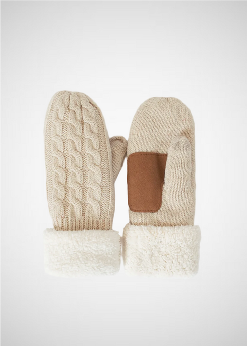 Patch Cableknit Mittens W/Sherpa (8229294473424)