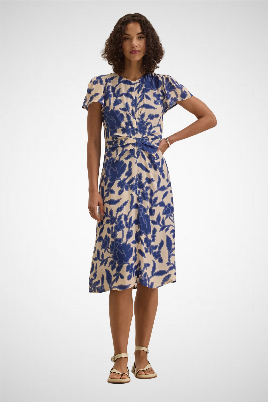 Nevine Printed Light Royal Crepe Dress (8255025283280)