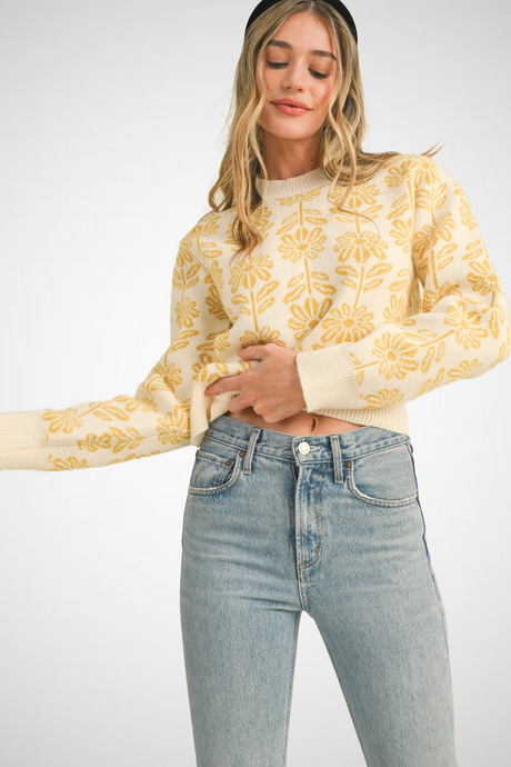 Flower Pattern Pullover Sweater (8232185102544)