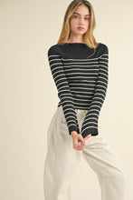 Load image into Gallery viewer, Long Sleeve Stripe Pattern Ribbed Knitted Top (8122691748048)
