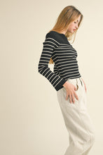 Load image into Gallery viewer, Long Sleeve Stripe Pattern Ribbed Knitted Top (8122691748048)
