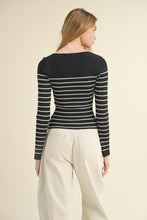 Load image into Gallery viewer, Long Sleeve Stripe Pattern Ribbed Knitted Top (8122691748048)
