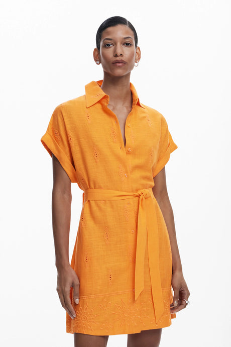 Shirt Dress With Perforated Hem (8254680269008)