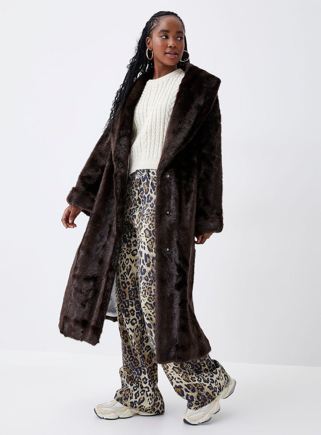 Long Faux Mink Coat (8228947165392)