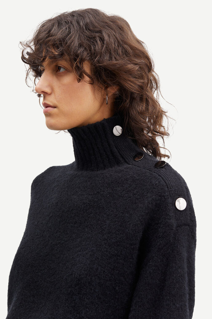 Mock turtleneck sweater in merino wool blend - Studio · Black
