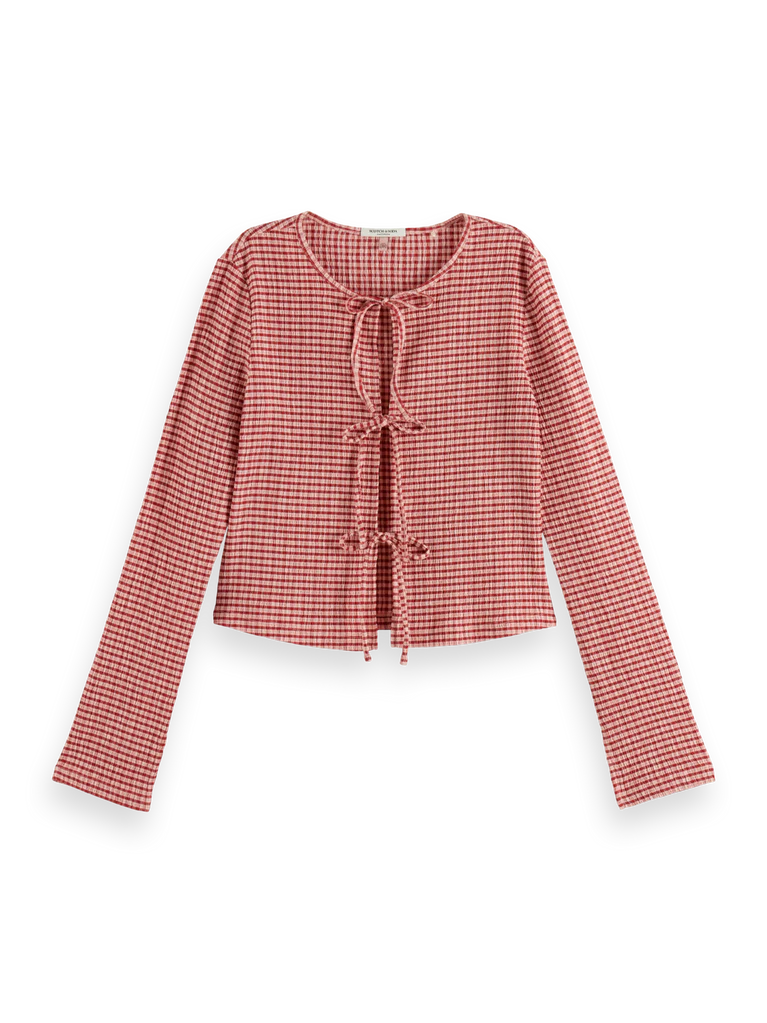 Structured Gingham Long Sleeve T-Shirt (8256633143504)