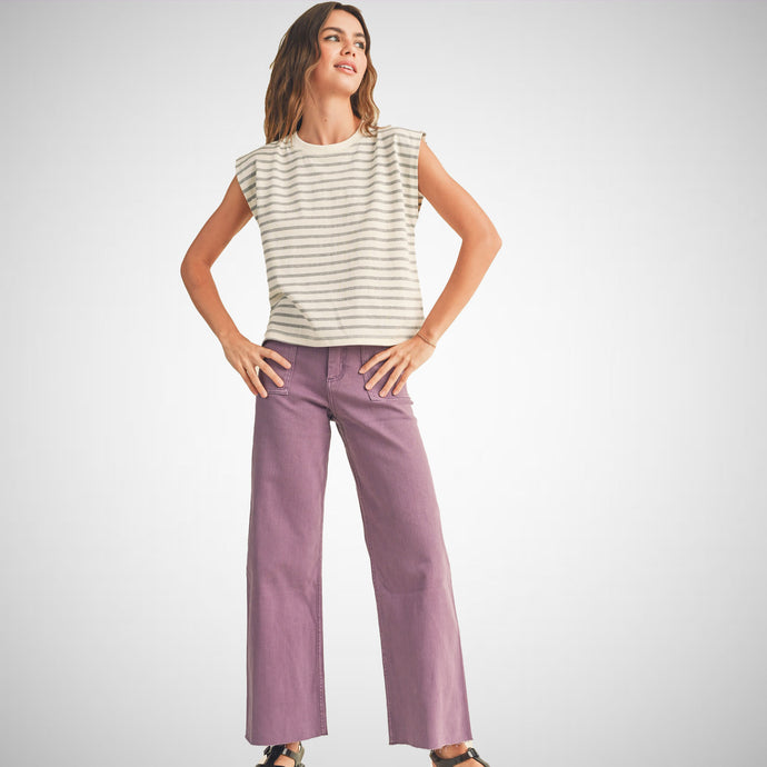 Dye and Wash Cotton Stretch Wideleg Pants (8122691190992)