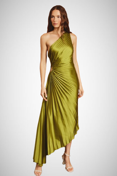 Asymmetrical Pleated Maxi Dress (8160306200784)