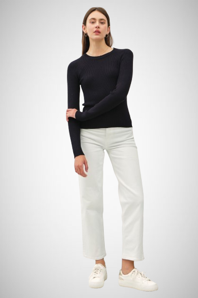 Classic Crewneck Long Sleeve Rib Sweater (8162070233296)