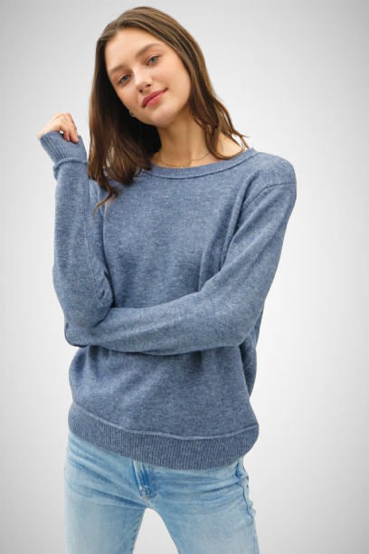 Classic Cut Sweater With Rib Detail (8162070659280)