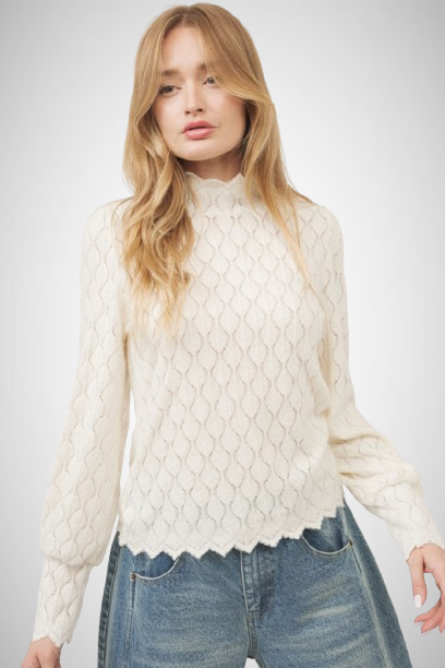 Blushed Lace Mock Neck Top (8160828391632)