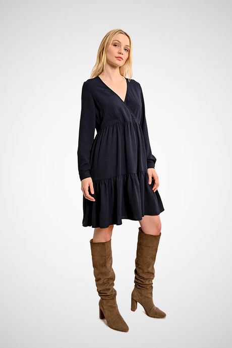 Short Dress With Crossed V-Neck (8227538108624)