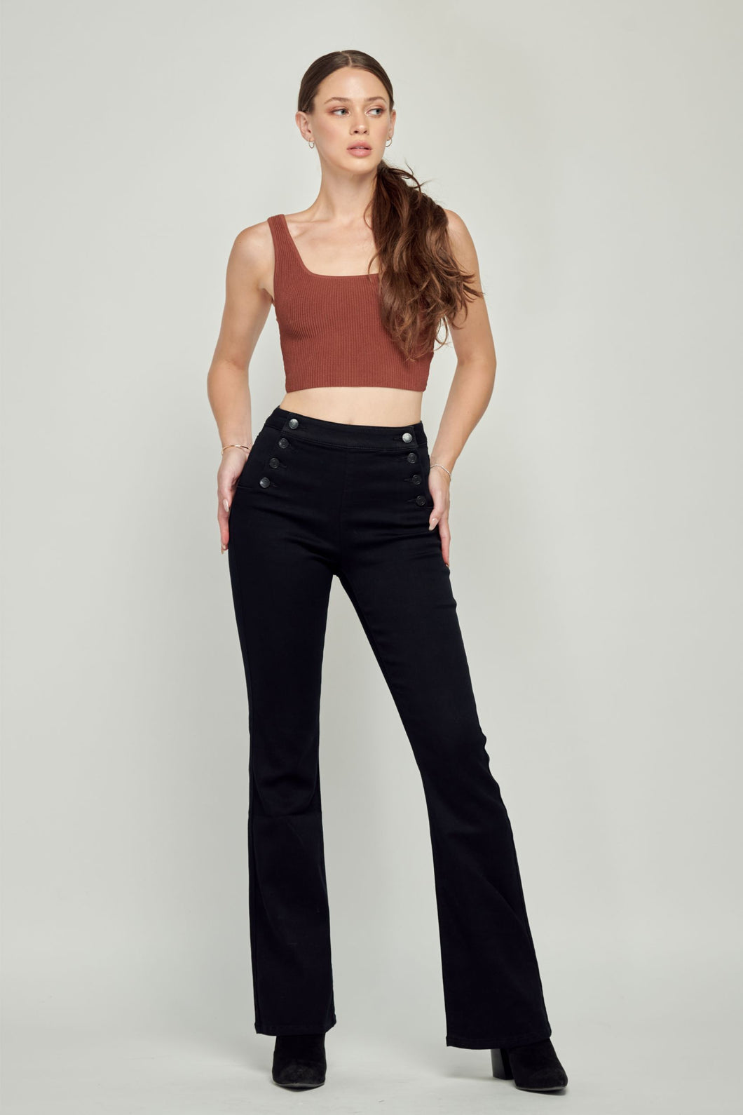 High Waist Sailor Flare Jeans (7888994795728)