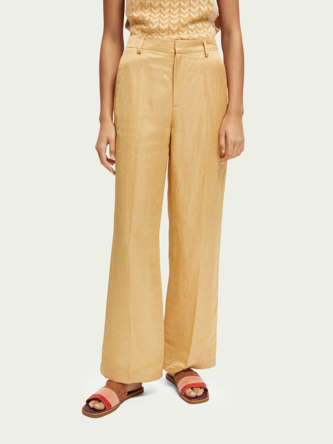 Scotch & Soda - Edie Tailored Wide-Leg Linen-Blend Trousers (2colors ...